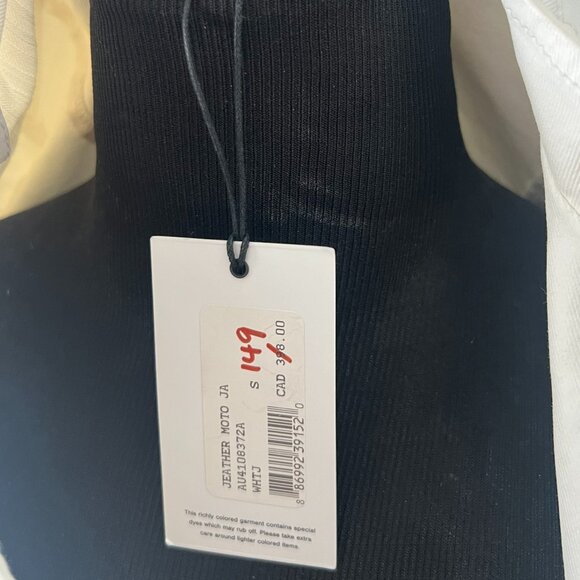 7for all Mankind White S Moto Cotton Jacket with accent zippers NEW - Picture 2 of 7